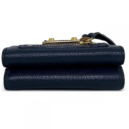 Balenciaga Tri-Fold Wallet Navy Gold Classic THE GARDEN