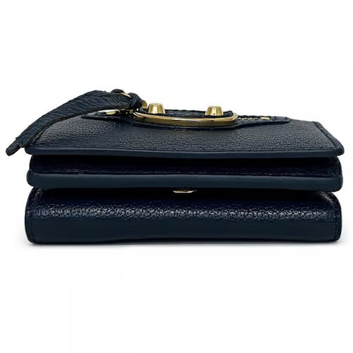 Balenciaga Tri-Fold Wallet Navy Gold Classic THE GARDEN