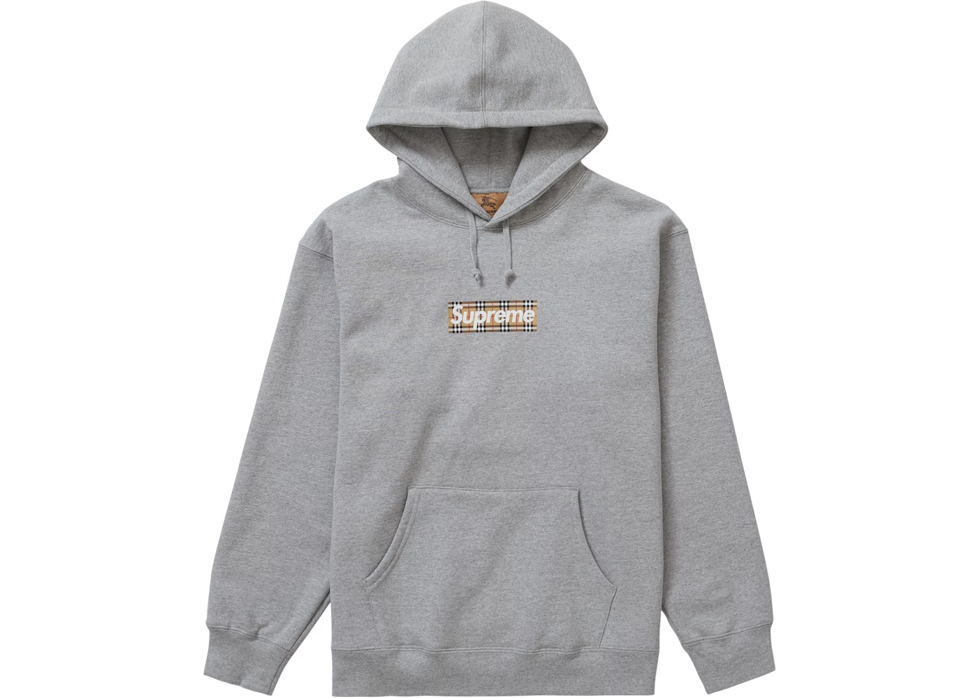 Supreme Burberry Box Logo Hooded Sweatshirt Heather Grey THE GARDEN