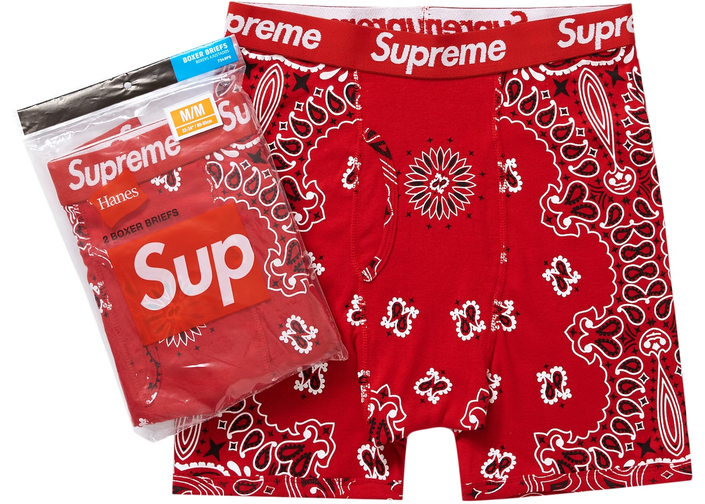 Supreme Hanes Bandana Boxer Briefs (2 Pack) Red THE GARDEN