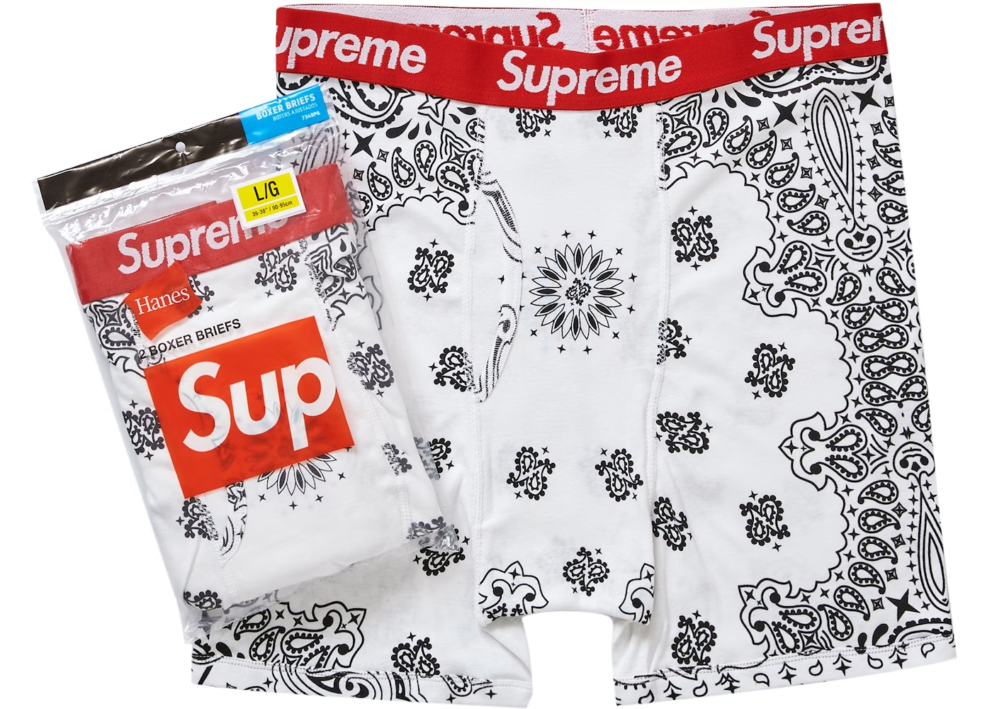 Supreme Hanes Bandana Boxer Briefs (2 Pack) White THE GARDEN