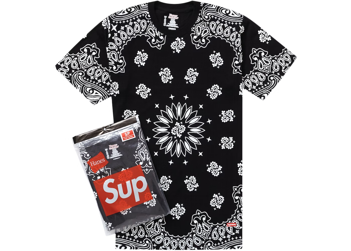 Supreme Hanes Bandana Tagless Tees (2 Pack) Black THE GARDEN