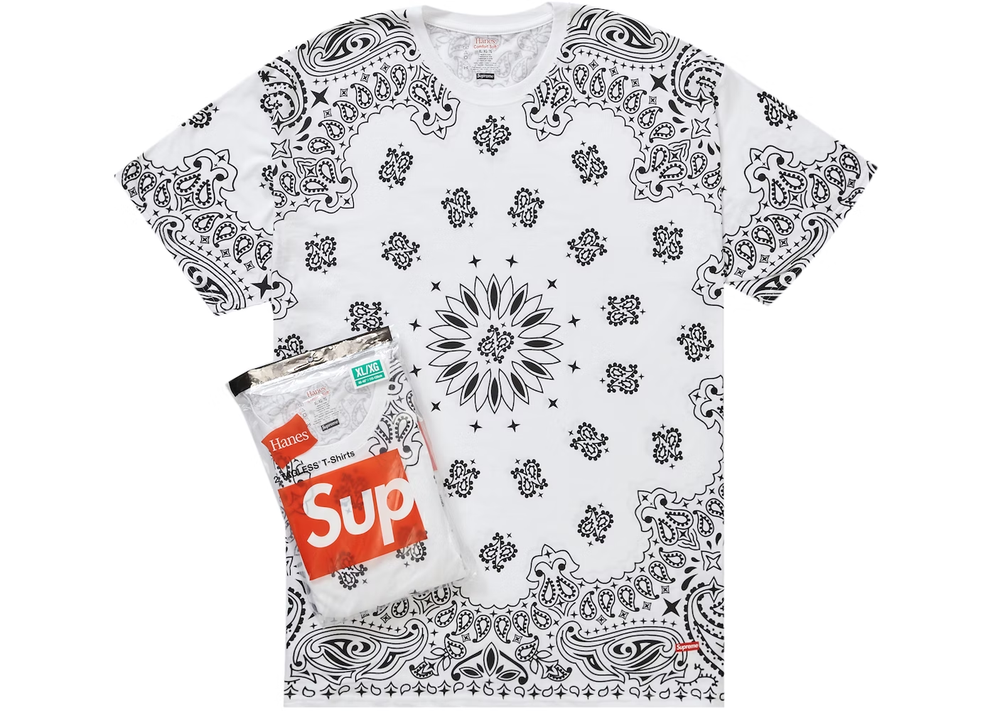 Supreme Hanes Bandana Tagless Tees (2 Pack) White THE GARDEN